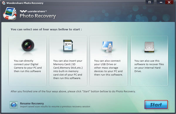 photo recovery interface